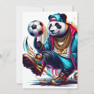 Hip Hop Panda Voetbal Zomer Sporten Aankondiging