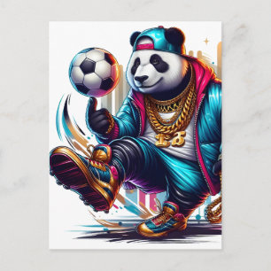 Hip Hop Panda Voetbal Zomer Sporten Aankondigingskaart