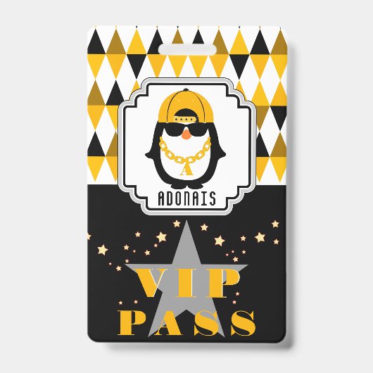 Hip Hop Penguin Cool Kind Photo VIP Pass Badge (Voorzijde)