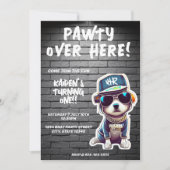 Hip Hop Puppy Hond Brick Wall Eerste Verjaardagsfe Kaart (Voorkant)