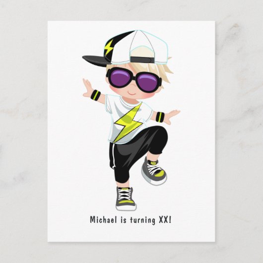 Hip Hop Rap Boy Break Dancer Birthday Party Briefkaart (Voorkant)