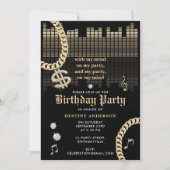 Hip Hop Rap Music Gold Link Chain 90's Birthday Kaart (Voorkant)