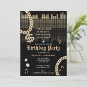 Hip Hop Rap Music Gold Link Chain 90's Birthday Kaart (Staand voorkant)