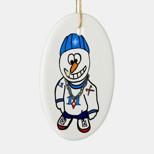 Hip Hop Rapper Kerstmis Snowman Ornament (Rechts)