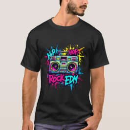 Hip-Hop, Rock en EDM, levendige graffiti Art T-shirt