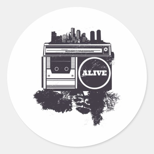 HIP HOP RONDE STICKER (Voorkant)