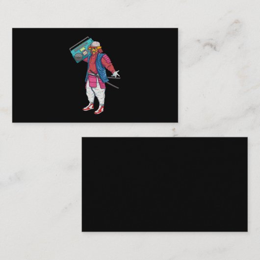 Hip Hop Samurai met Boombox Stereo Retro 80's Visitekaartje (Voorkant / Achterkant)