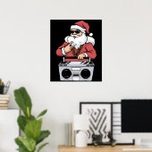 Hip Hop Santa Claus Gift Gangster Ghettoblaster Poster (Thuiskantoor)