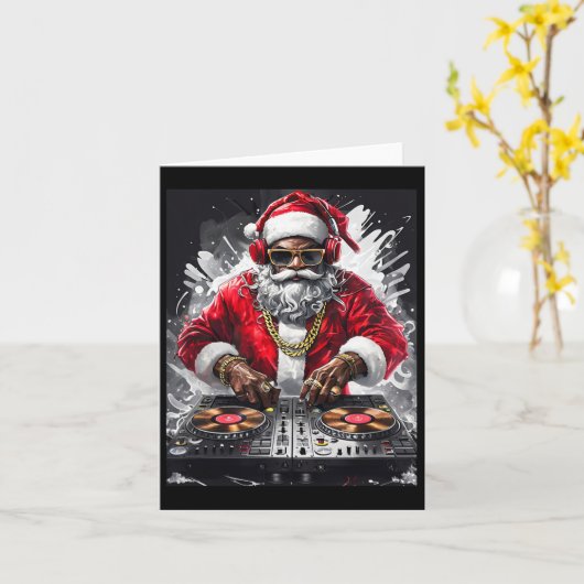 Hip Hop Santa DJ Kerstmis Kaart (Gele Bloem)