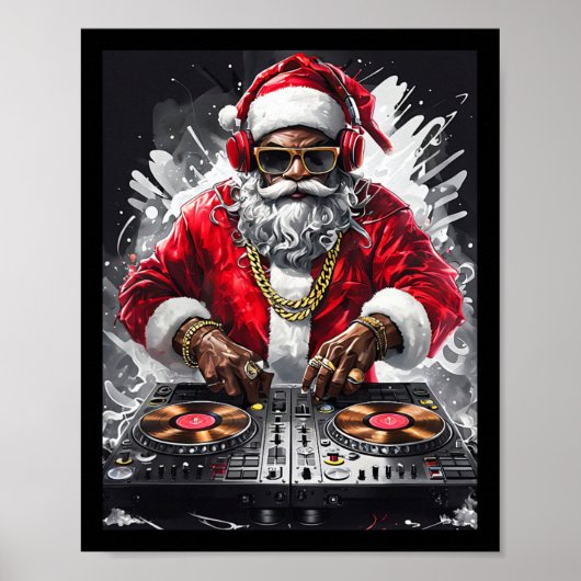 Hip Hop Santa DJ Kerstmis Poster (Voorkant)