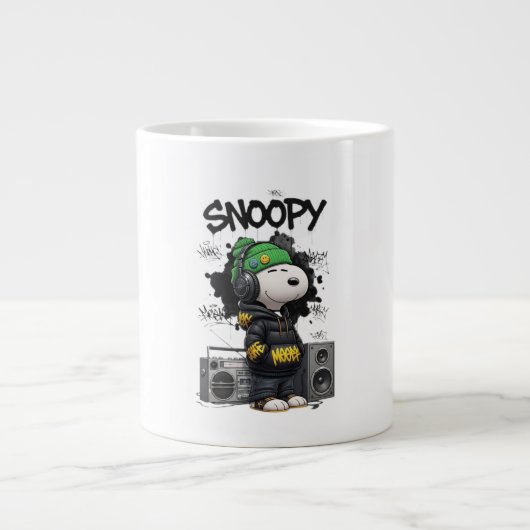 Hip-Hop Snoopy Urban Street Art Illustration Grote Koffiekop (Voorkant)