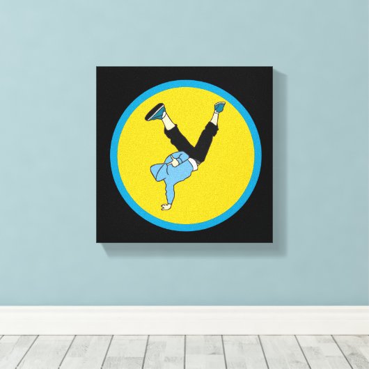 Hip Hop street style breakdancer Canvas Afdruk (Insitu (Houten vloer))