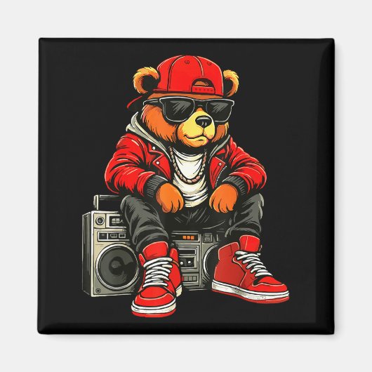 Hip Hop Teddy Bear Rap Music Magneet (Voorkant)
