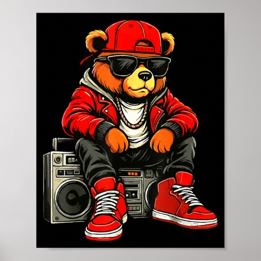Hip Hop Teddy Bear Rap Music  Poster (Voorkant)