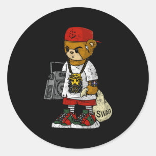 Hip Hop Teddy Werk voor Rap Muziek en Ronde Sticker
