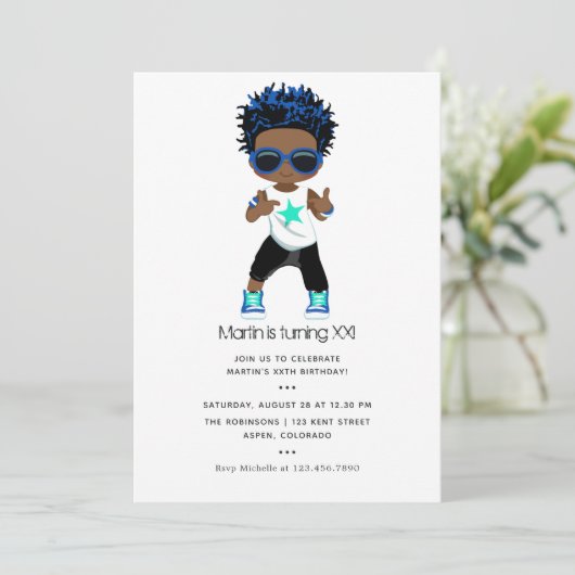 Hip Hop themed Boy Birthday Uitnodiging (Staand voorkant)