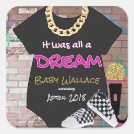 Hip Hop throwback Baby shower Favor Sticker