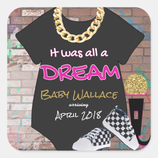 Hip Hop throwback Baby shower Favor Sticker (Voorkant)