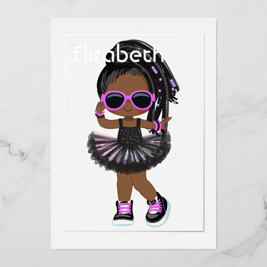 Hip Hop Tutu African American Birthday Folie Uitnodiging (Voorkant)