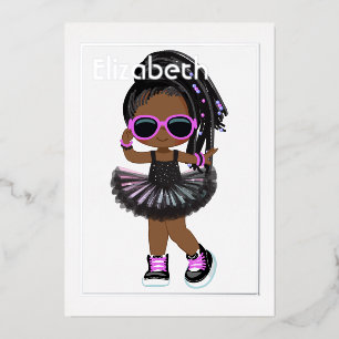 Hip Hop Tutu Afro-Amerikaanse verjaardag Folie Uitnodiging