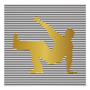 Hip Hop Urban Dance Boy Stripes Black White Poster