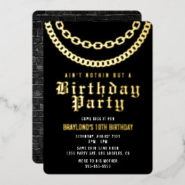 Hip Hop-verjaardagsuitnodiging met echte folie Folie Uitnodiging