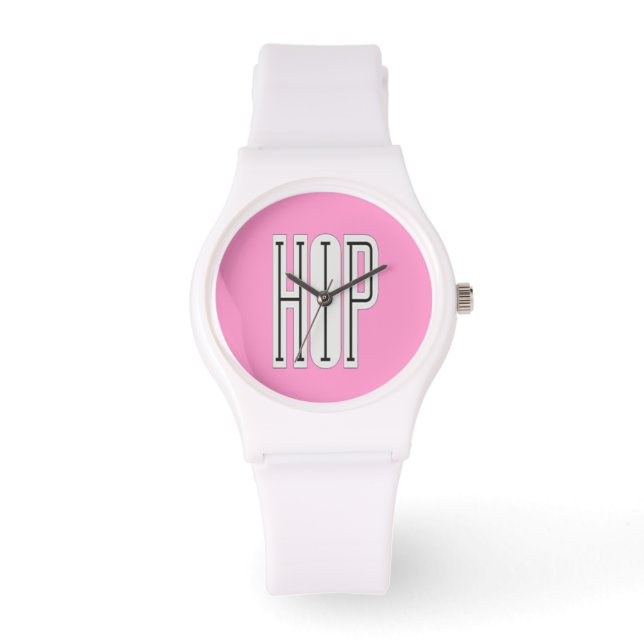Hip Hop Watch (roze) Horloge (Voorkant)
