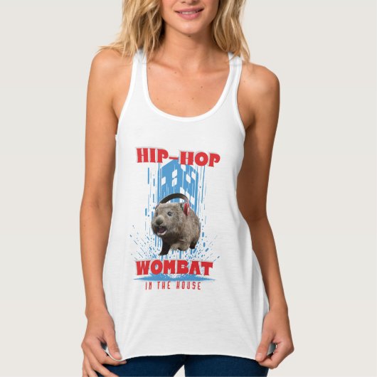 Hip Hop Wombat Grappige Muziek Dier Tanktop (Voorkant)