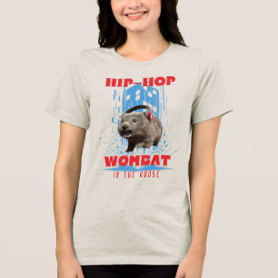 Hip Hop Wombat Grappige Muziek Dier Tri-Blend Shirt