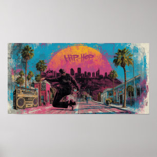 Hip-Hop Zonsopgang: Downtown LA Sfeer Poster