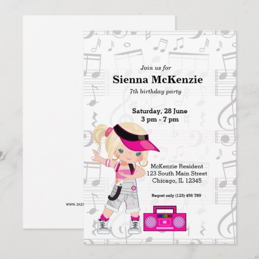 Hip hopmeisje kaart (Voorkant / Achterkant)