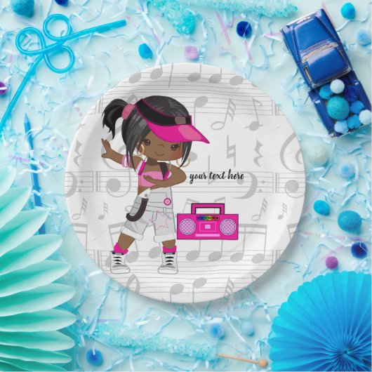 Hip hopmeisje papieren bordje (Feest)