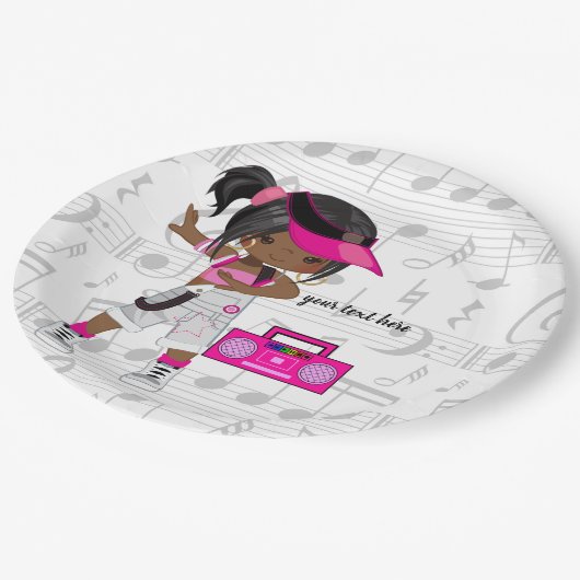 Hip hopmeisje papieren bordje (Gekanteld)