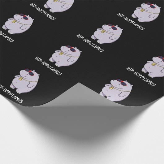 Hip-Hopotamus Funny Hippo Pun Dark BG Cadeaupapier (Hoek)