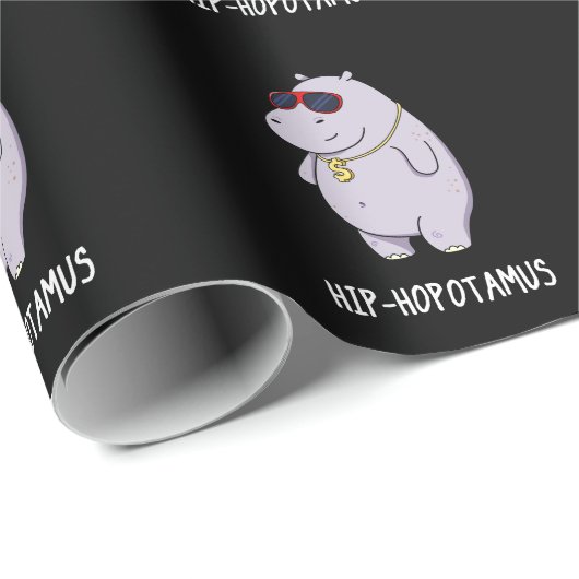 Hip-Hopotamus Funny Hippo Pun Dark BG Cadeaupapier (Rol Hoek)