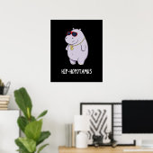Hip-Hopotamus Funny Hippo Pun Dark BG Poster (Thuiskantoor)