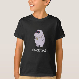 Hip-Hopotamus Funny Hippo Pun Dark BG T-shirt
