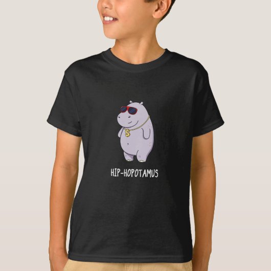 Hip-Hopotamus Funny Hippo Pun Dark BG T-shirt (Voorkant)