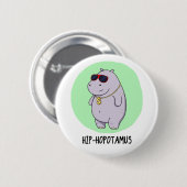Hip-Hopotamus Funny Hippo Pun Ronde Button 5,7 Cm (Voorkant /achterkant)