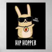 Hip Hopper Funny Bunny Rabbit Pun Dark BG Poster (Voorkant)