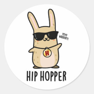 Hip Hopper Funny Bunny Rabbit Pun Ronde Sticker
