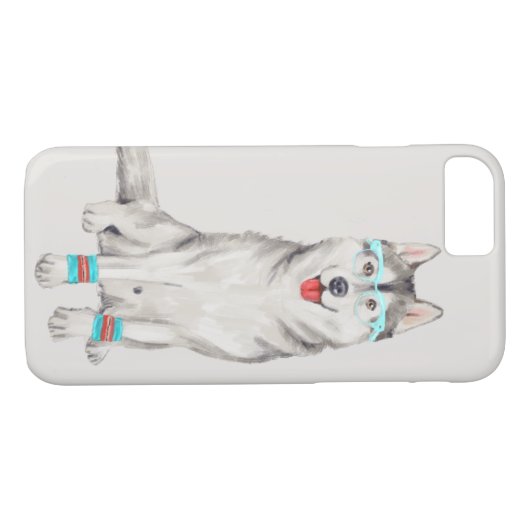 Hip Husky (achtergrondkleur bewerkbaar) Case-Mate iPhone Case (Achterkant (Horizontaal))