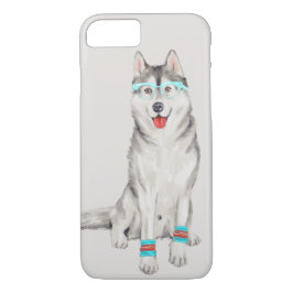 Hip Husky (achtergrondkleur bewerkbaar) iPhone 8/7 Hoesje