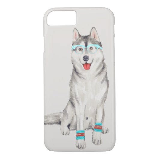 Hip Husky (achtergrondkleur bewerkbaar) Case-Mate iPhone Case (Achterkant)
