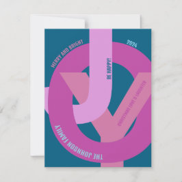 Hip 'JOY' Hot Pinks Foto Flat Holiday Kaart