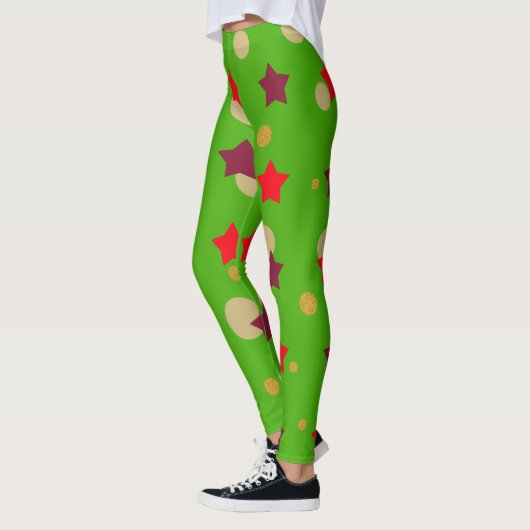 Hip Kerstmis Groene Rode Polka Dot Patroon Vrouwen Leggings (Links)