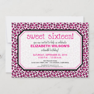 Hip Leopard Sweet 16 Birthday Party nodigt uit: ro Kaart