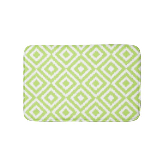 Hip Lime Green Ikat Diamond Squares Mosaic Pattern Badmat (Voorkant)