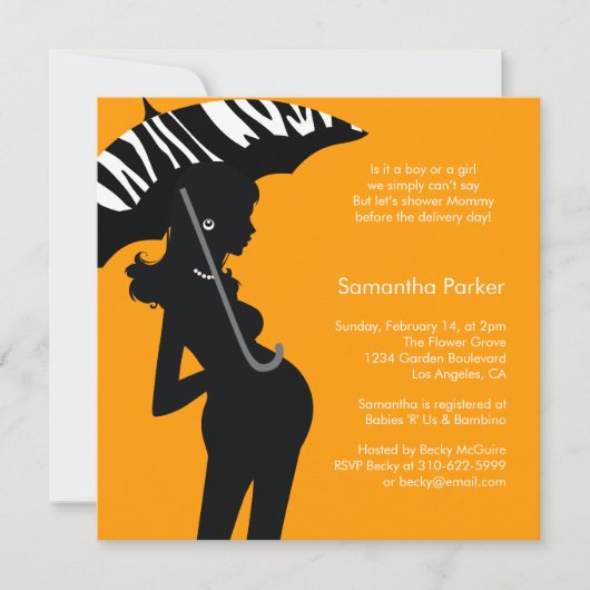 Hip Ma Umbrella Baby shower Invitation Kaart (Voorkant)