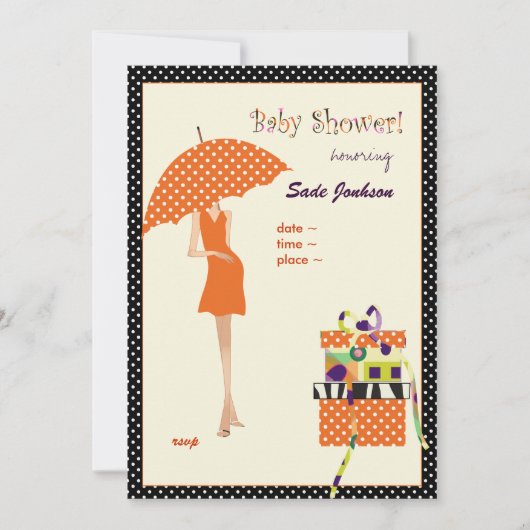 Hip Mama Baby shower/oranje/polka dots Kaart (Voorkant)